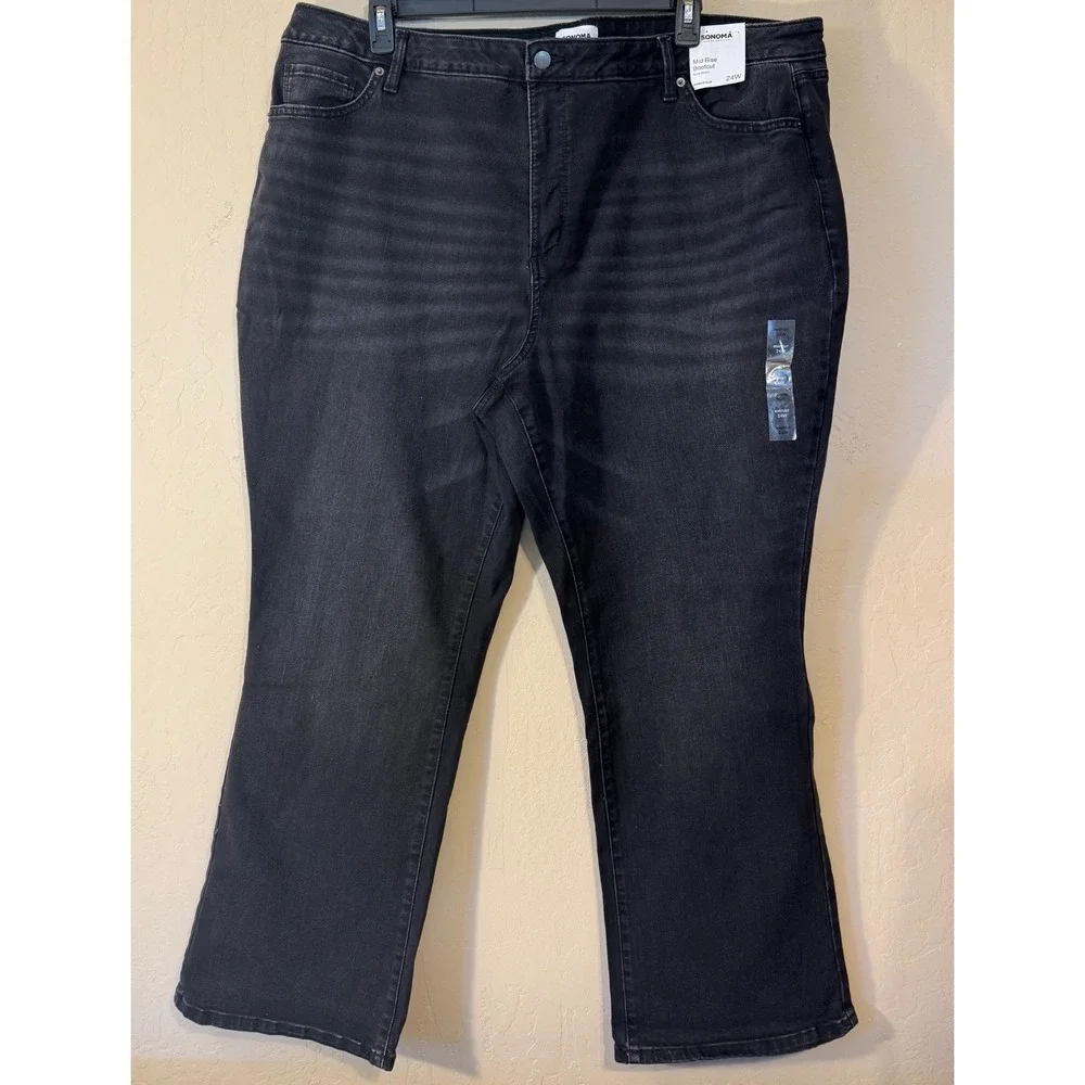 Sonoma Bootcut Jeans Women 24W Black Wash Stretch Denim Pants Casual NEW